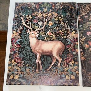 (3)Fchen art William Morris Inspired Fox ,Deer, Rabbit Art Print Painting